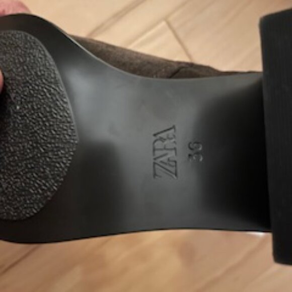 ZARA WIDE HEELED SPLIT LEATHER ANKLE BOOTS Brown size 6M (36) - Picture 10 of 15